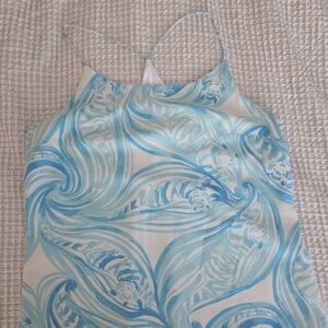 Lilly Pulitzer Aqua Swirl Print Spaghetti Strap Tank Top